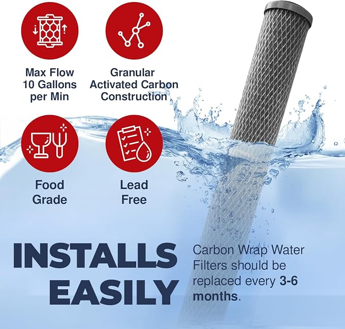 5 Micron 2.5" x 20" Whole House CTO Carbon Sediment Water Filter Cartridge - Image 3