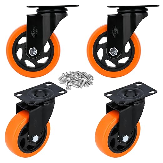 YOOGAA 4" Heavy Duty Caster Swivel Caster Wheels No Noise 360 Degree Rotation by YOOGAACASTERWHEELS