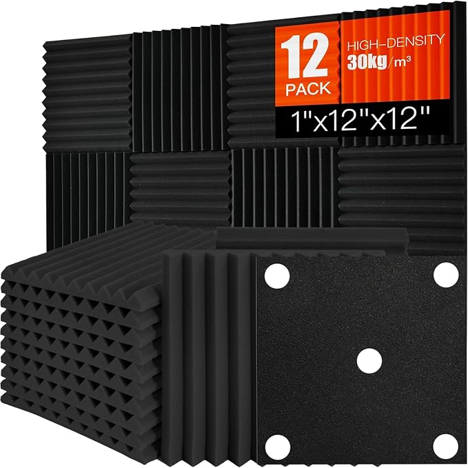 Acoustic Foam Panels Sound Absorbing 12 Pack by Saiqiang