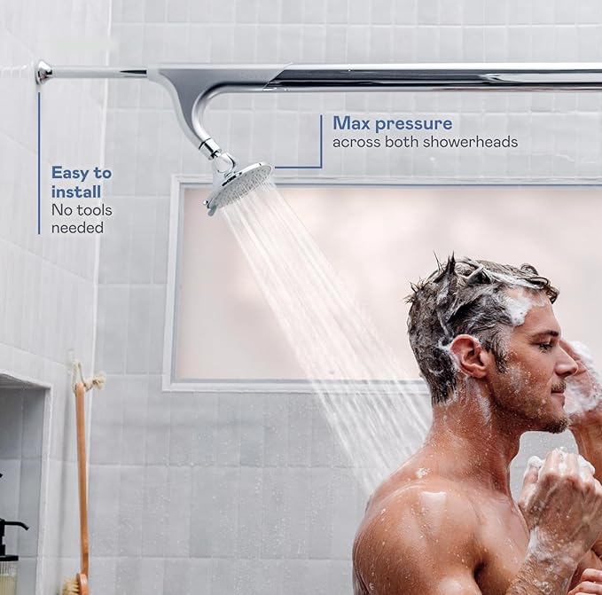 BOONA - The Original Tandem Shower | As Seen On Shark Tank | Double Shower Head for Couples, High Pressure Dual Shower Heads (One Showerhead, King Krome)