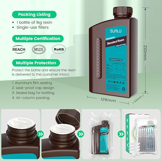 SUNLU 3D Printer Resin 1kg, Fast Curing Standard 3D Resin - Image 7