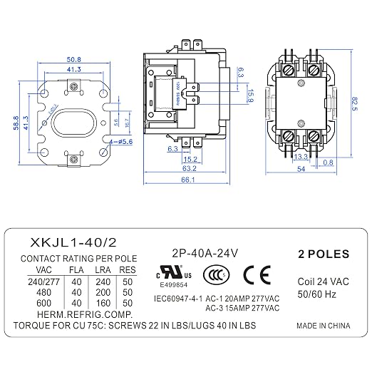 Dreyoo 4 Pcs 24V Coil 40A 2 Pole Air Conditioner Contactor, UL Certified HVAC - Image 2