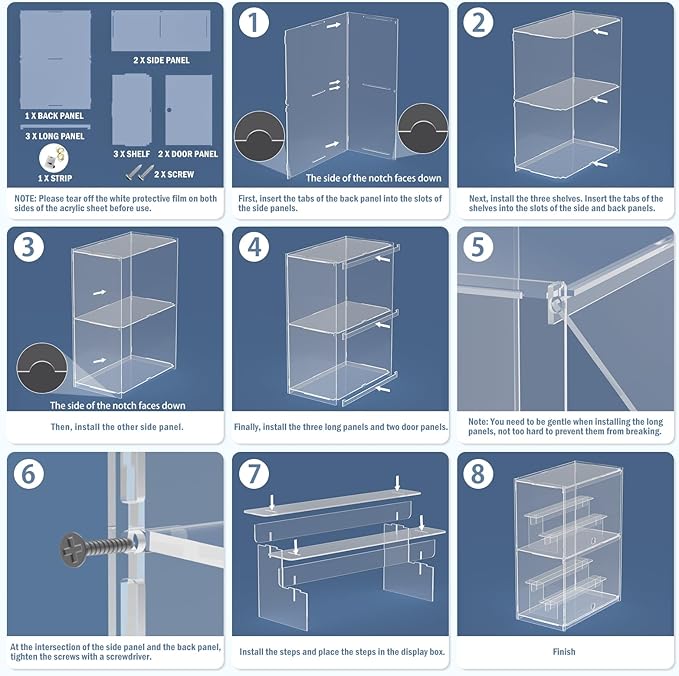 Choowin 2 Layer Clear Acrylic Display Case for Collectibles, Mini Figures, Pop Mart, Labubu, Sonny Angel, Smiski - Assemble Dustproof Acrylic Display Box with Door, Stand (12x6.9x16.7 inch)