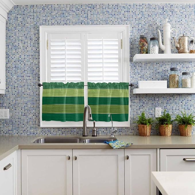 Farm Retro Green Wood Grain Window Valance Curtains, Rustic Wooden Plank - Image 8