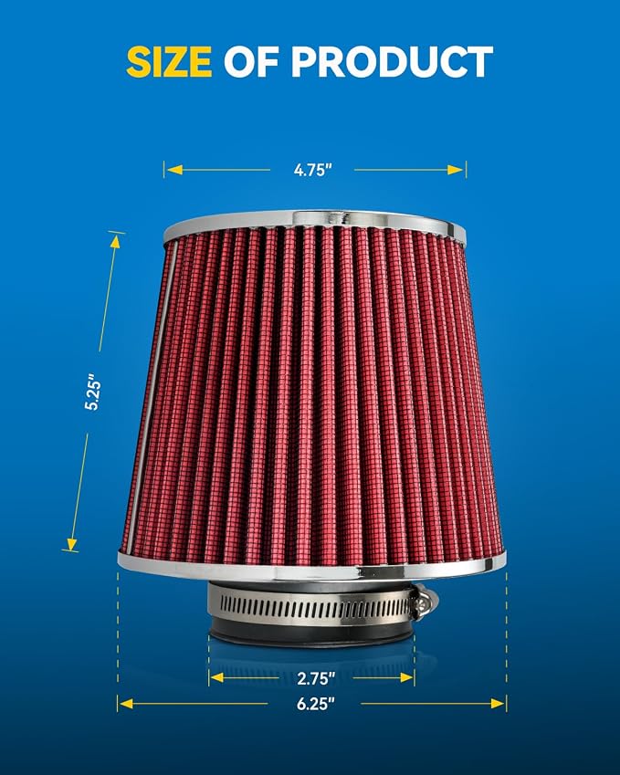 PHILTOP Universal Clamp-On Air Intake Filter, Replacement Air Filter: High Flow - Image 4