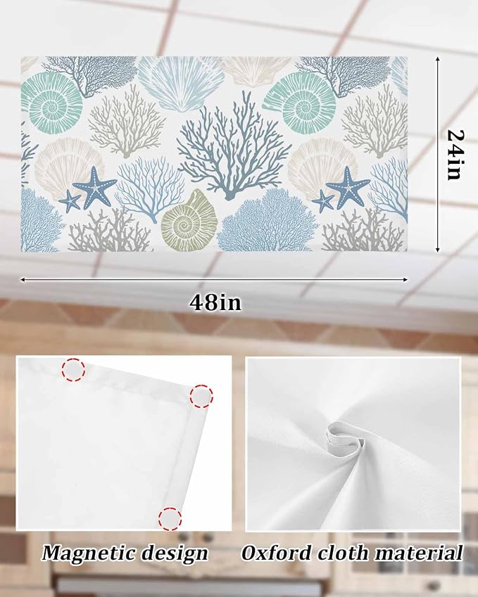 Fluorescent Light Covers for Ceiling Lights Nautical Coastal Ocean Coral - Image 7