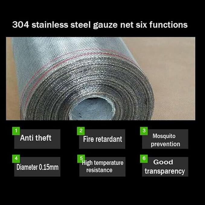 KISKIS 304 Stainless Steel Woven Wire Mesh, Wire Mesh Window Screen Mesh - Image 6
