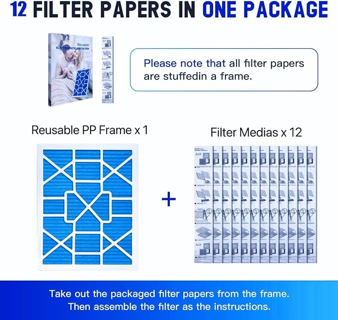 LEKEN 16x25x1 AC Furnace HVAC Filter Reusable Electrostatic Filters MERV 13 - Image 2