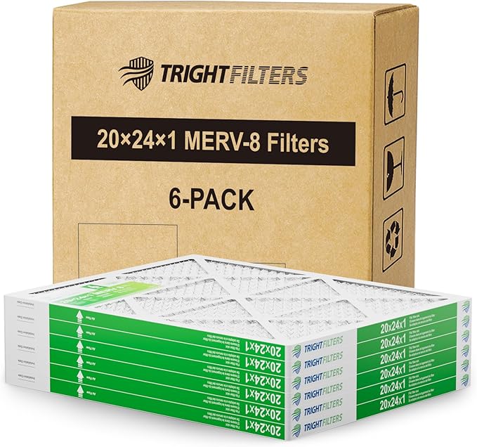 20x24x1 Air Filter 6 Pack, Durable MERV 8 Pleated Home HVAC AC Furnace Filters by TrightFilters