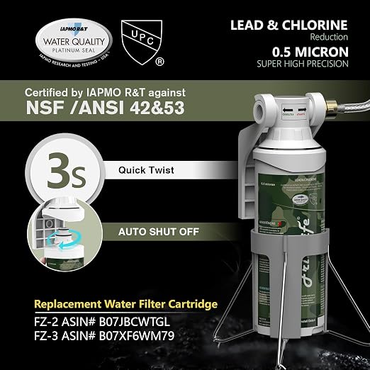 FRIZZLIFE RV Water Filter-NSF/ANSI 53&42 Certified Inline Hose Filter - Image 2