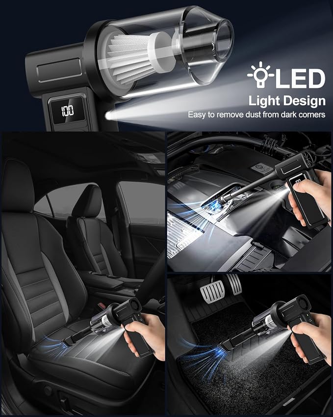 Compressed Electric Air Duster & Handheld Car Vacuum Cleaner 2-in-1-10000mAh - Image 7