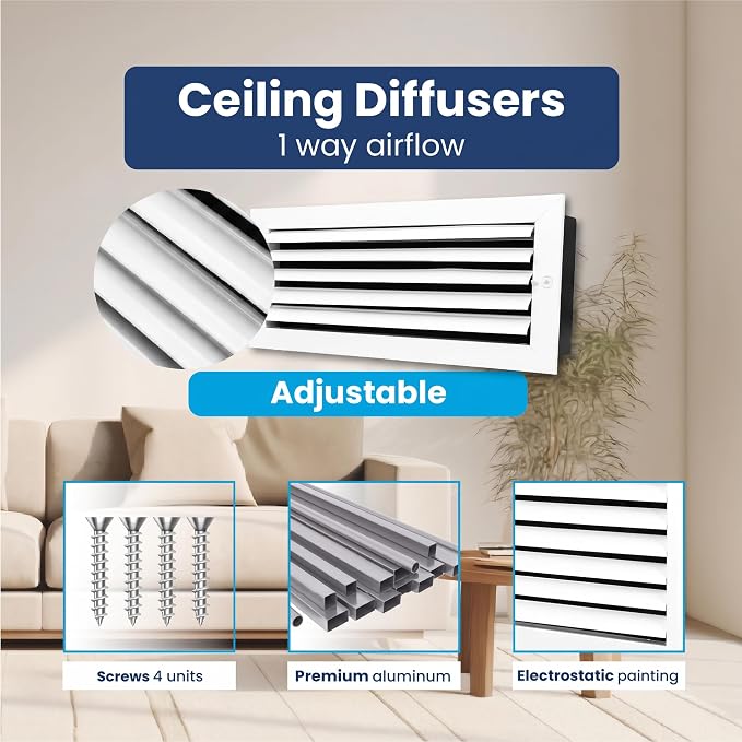 6x14 Aluminum 1-Way Air Vent Cover Wall Ceiling Register Multi-Shutter Damper - Image 4
