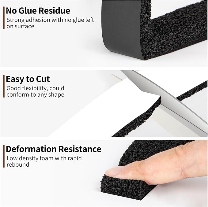 Yotache Maximum Compression Sponge 1" x1/2", Rubber Foam Strip Adhesive - Image 6