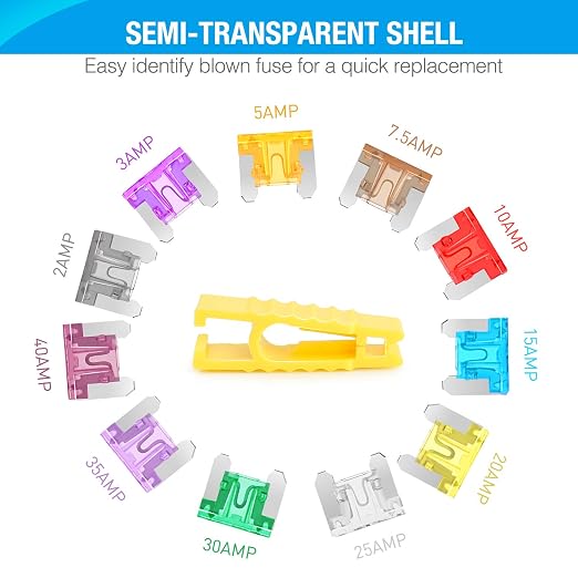 Nilight - 50014R 140pcs Low Profile Mini Blade Fuse Assortment, 2A 3A 5A 7.5A - Image 6