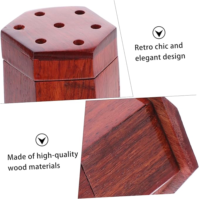 2pcs Hexagonal Wooden Incense Holder Rustic Finish Decorative Burner - Image 8