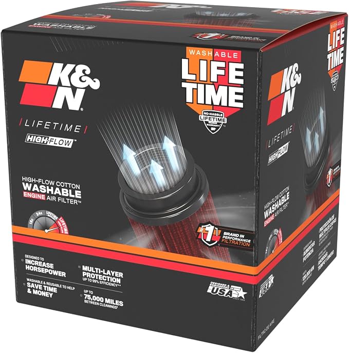 K&N High-Flow Original Lifetime Universal Clamp-On Air Filter: High Performance - Image 13