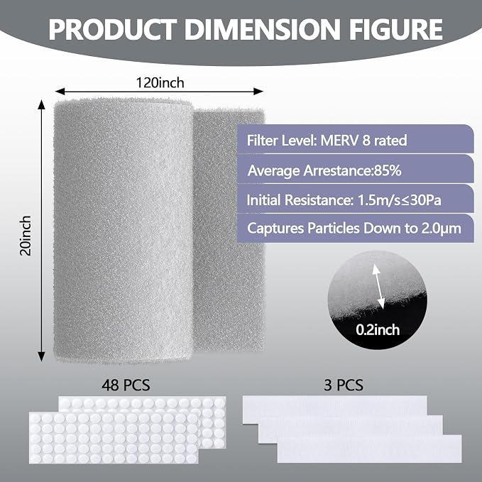 20" x 120" Air Vent Filters, - Image 2