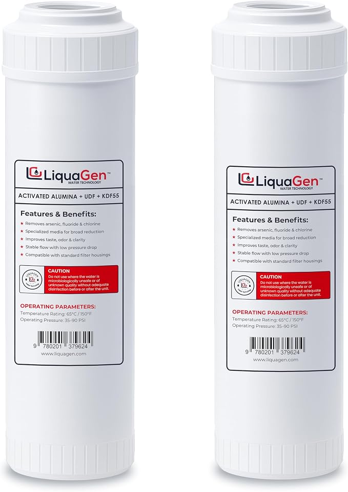 LiquaGen Activated Alumina + Carbon + KDF-55 Replacement Water Filter Cartridge by LiquaGen