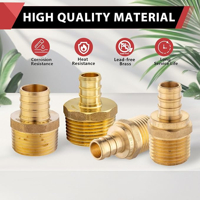EFIELD Pex 1/2 Inch x 1/2 Inch Male NPT Adapter Brass Crimp Fittings - Image 6