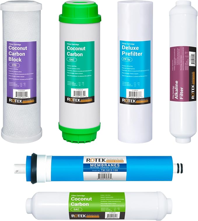 Reverse Osmosis Alkaline pH+ Water Filter Set | 6 Replacement Water Filters by RotekWaterSystem