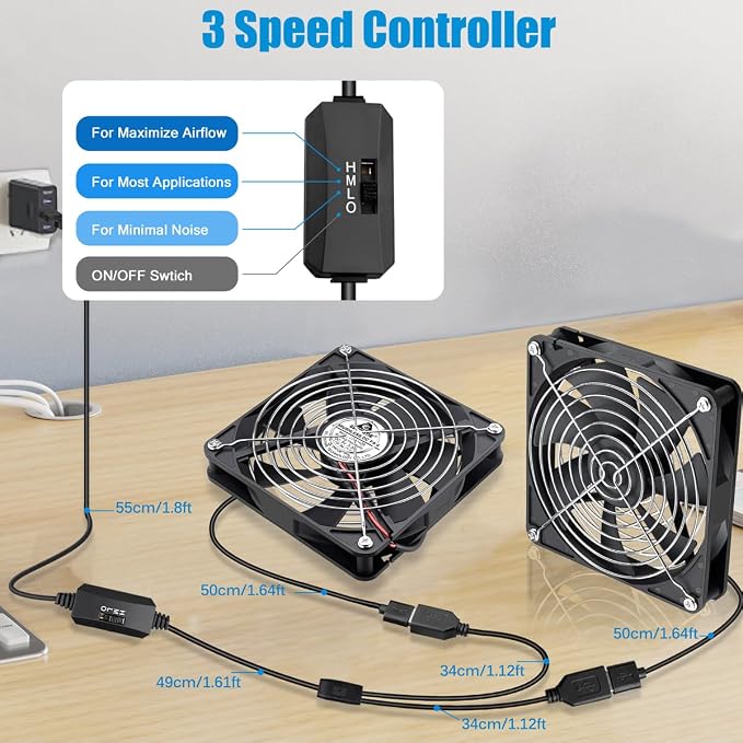GDSTIME Dual 140mm USB Fan - Image 3