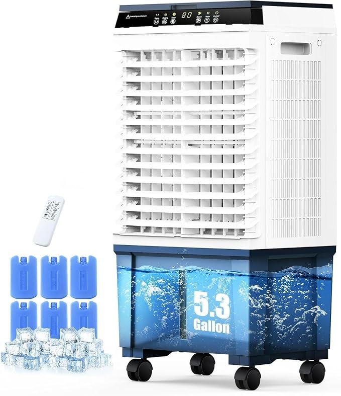 Air Choice Swamp Cooler, 1800 CFM Portable Evaporative Air Cooler, 6 Ice Box & by AirChoice