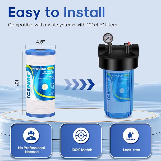 ICEPURE 5 Micron 10" x 4.5" Whole House Water Filter, Replacement - Image 5