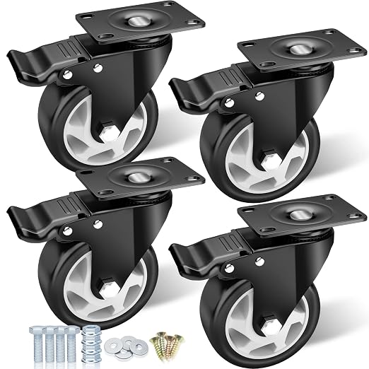 4" Caster Wheels, Casters Set of 4 Heavy Duty by ATrustedCasterWheelsBrand