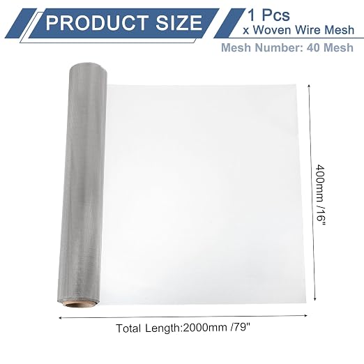 uxcell 40 Mesh 79" x 16" Woven Wire Mesh, 304 Stainless Steel Air Vent Filter - Image 2