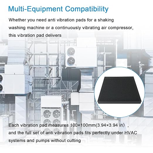 4 Pack Rubber Anti-Vibration Pads 100×100×10mm Thick Non Slip Grid Texture Anti - Image 5