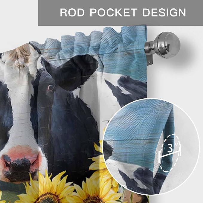 Cow Sunflowers Curtain Valances - Image 5