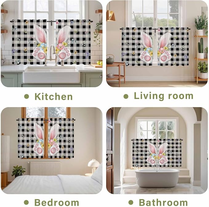 Easter Kitchen Tier Curtains 45 Inch Long 2 Panel Set, Rod Pocket Short Window - Image 8