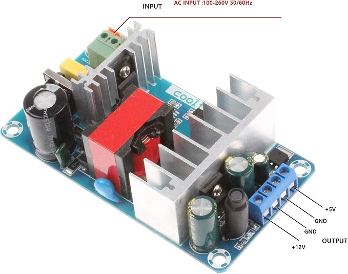 NOYITO AC to DC Power Supply Module DC 12V 8A, 5V 1A Dual Output AC 120V - Image 2