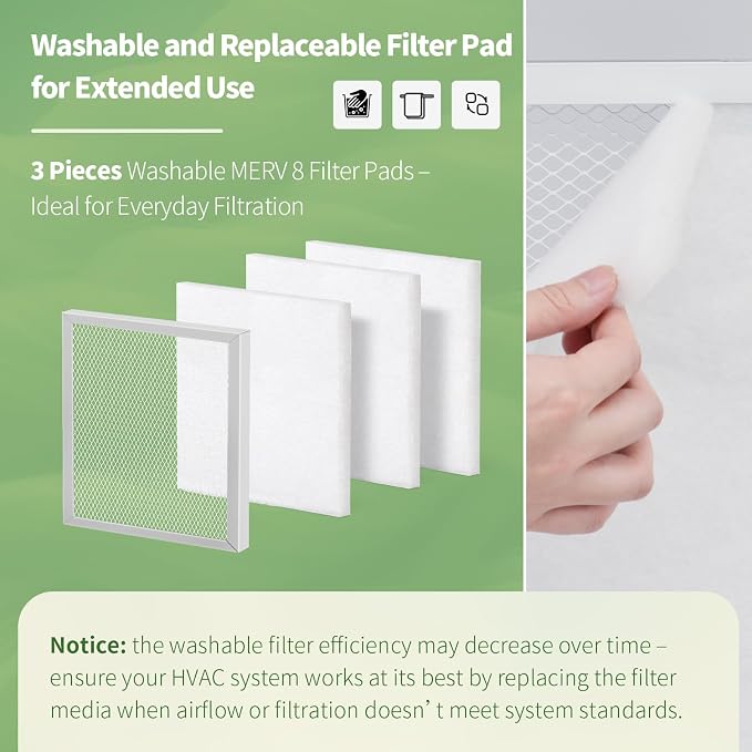 20x20x1 Reusable Air Filter MERV 8 Washable Furnace & AC Filter - Image 4