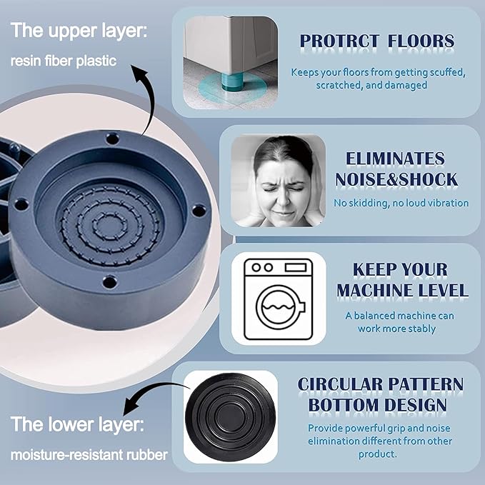 Anti Vibration Pads Increase 1.38"/2.36", Non Slip Heighten Shock and Noise - Image 3