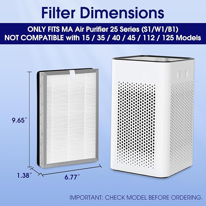 8-Pack 25 Replacement Filter for MA Air Purifier 25 Series, 3-in-1 - Image 3