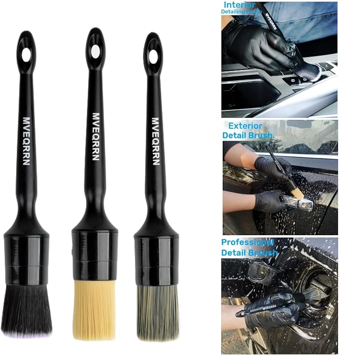 6pcs Car Detailing Brush Set-2pcs Boars Hair Car Detailing Brushes, Leather - Image 4