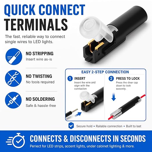 20Pcs Single Wire Plug in Connector, 1-Pin Universal Quick Splice Terminals - Image 6