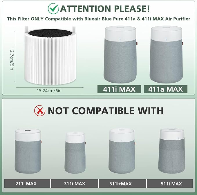 2 Pack 411i Max & 411a Max Replacement Filter Compatible - Image 2