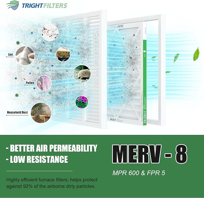 24x24x1 Air Filter 6 Pack, Durable MERV 8 Pleated Home HVAC AC Furnace Filters - Image 4