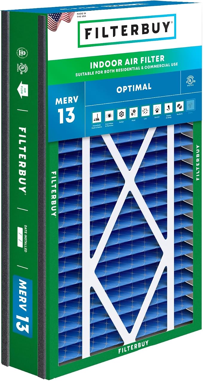Filterbuy 16x25x3 Air Filter MERV 13 Optimal Smoke & Allergy Defense, by Filterbuy