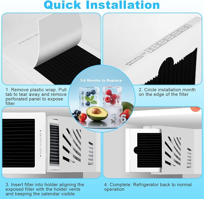 6-Pack Premium Refrigerator Air Filter Replacement, Carbon Activated Filter - Image 9