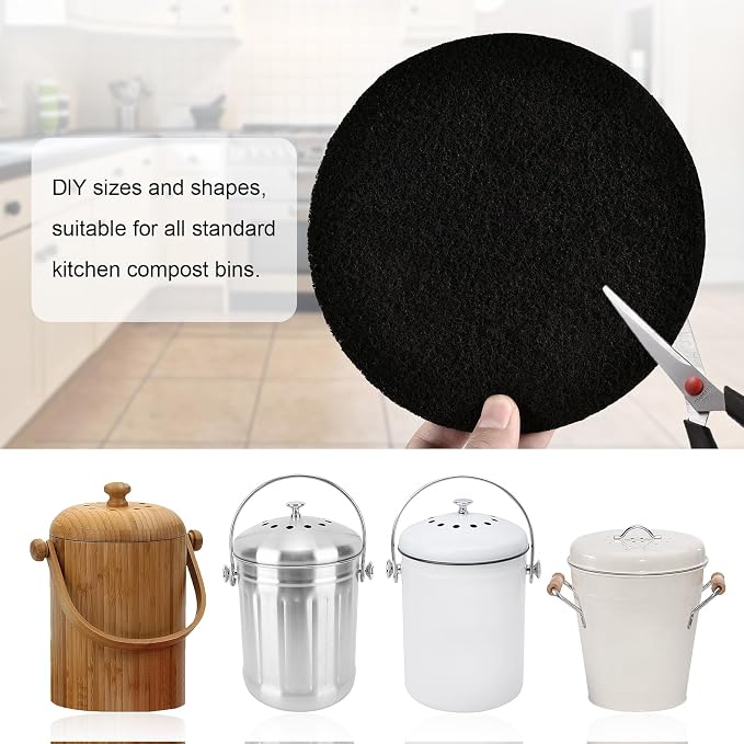 6Pcs 6.5 Inch Charcoal Filters for Kitchen Compost Bin, Replacement Activated - Image 6