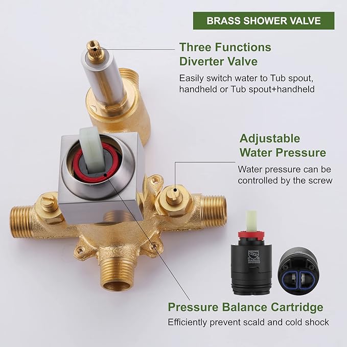 Taplong Wall Mount Tub Faucet with Waterfall Tub Spout Wall Mounted Bathtub Faucet with Handheld Shower Single Handle Tub Filler, Shower Faucet Set with Rough-In Valve, Brushed Nickel,91266BN