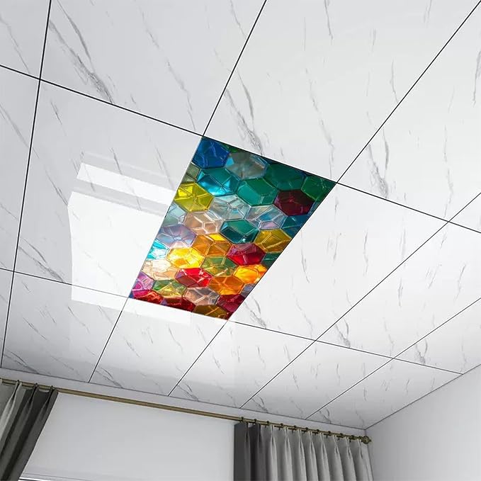2 Pack Fluorescent Light Covers 4 X 2 Feet Colorful Geometry Magnetic Light - Image 7