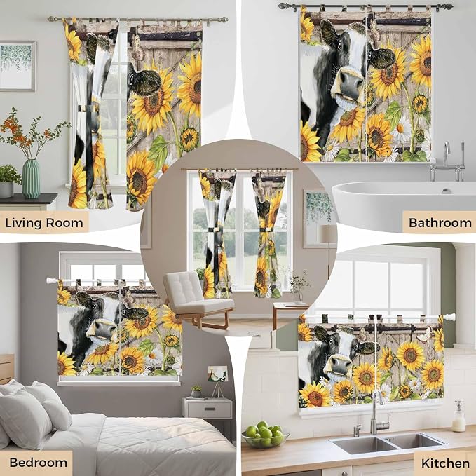 Retro Farmhouse Flower Bedroom Curtains 63 Inch Length, Window Curtains Tab Top - Image 7