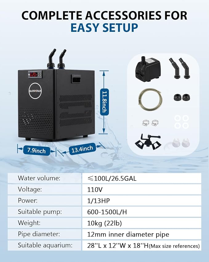BAOSHISHAN Aquarium Chiller 26gal 1/13 HP Fish Tank Chiller Water Chiller - Image 8