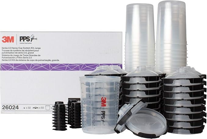 3M PPS 2.0 Spray Gun Cup, Lids and Liners Kit, 28 Ounces, 200-Micron Filter by 3MAutomotive