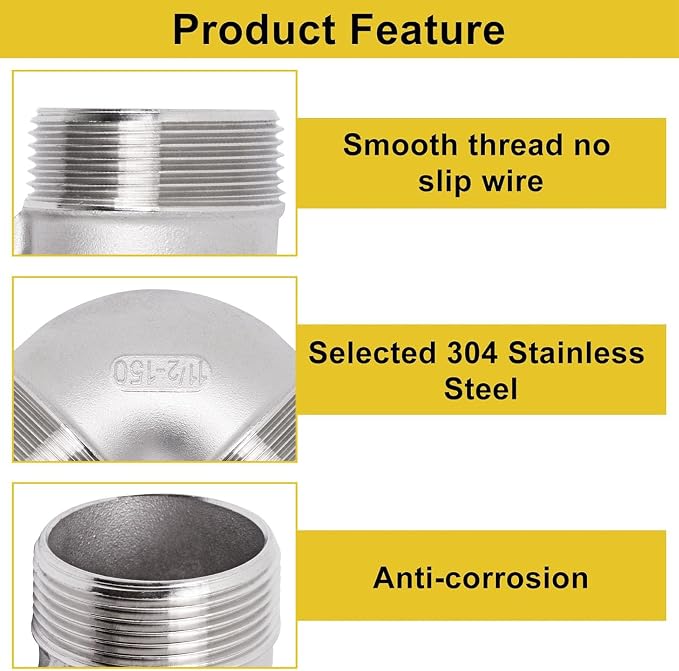 90 Degree Elbow 1PCS, 1-1/2" NPT Male X 1-1/2" NPT Male 304 Stainless Steel - Image 3