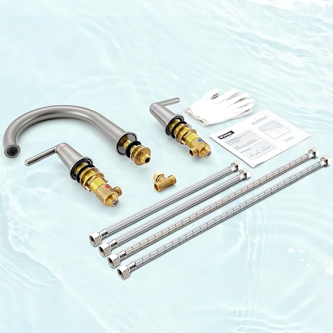 Roman Bathtub Faucet 2-Handle Tub Filler with Valve Widespread Deck Mounted High Flow Tub Faucet Set Brushed Nickel